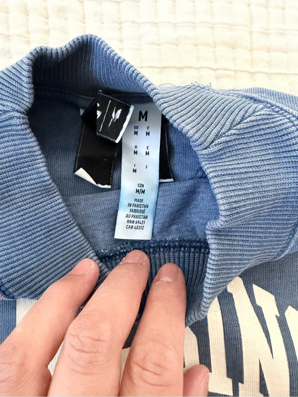 Anine Bing Dusty Blue Graphic Crewneck Sweatshirt NWOT - Picture 4 of 6